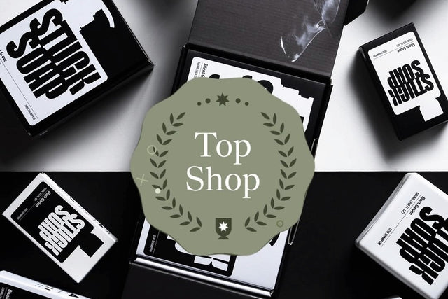 Faire Top Shop badge over the STUCK SOAP lineup