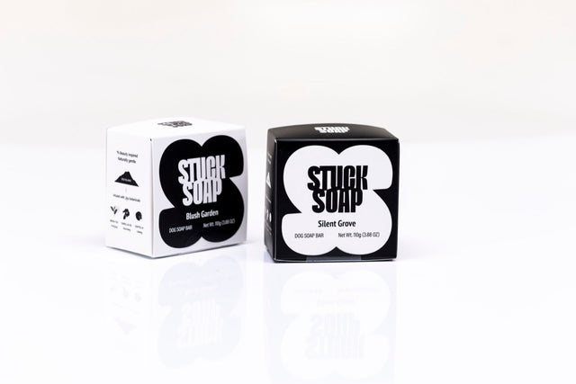STUCK SOAP Silent Grove and Blush Garden dog soap bars